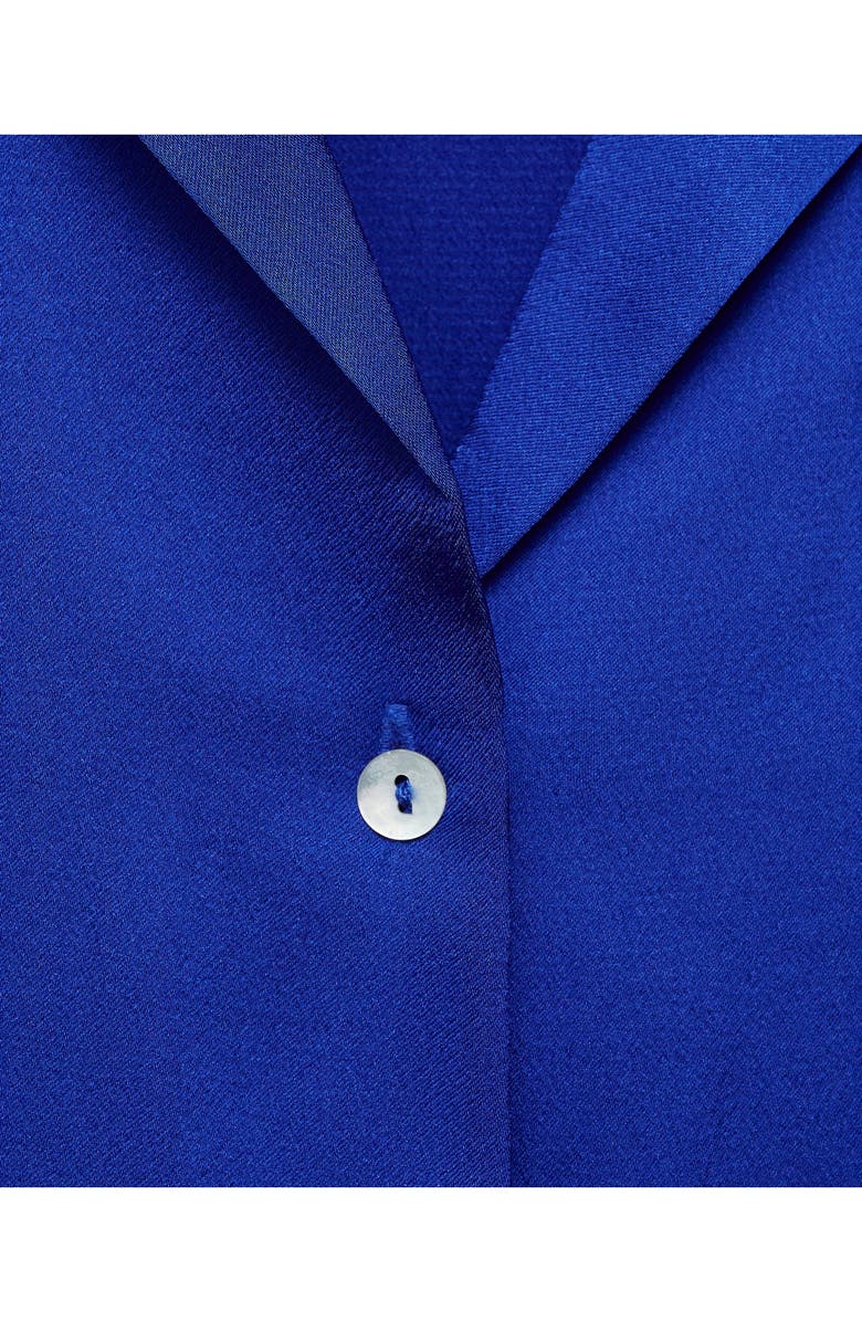 MANGO Short Sleeve Satin Button-Up Shirt, Alternate, color, Night Blue