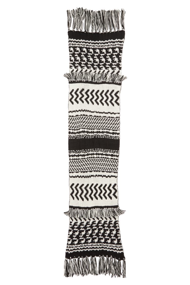 Mile High Fleece Fringe Scarf, Alternate, color, BLACK AND WHITE COMBO