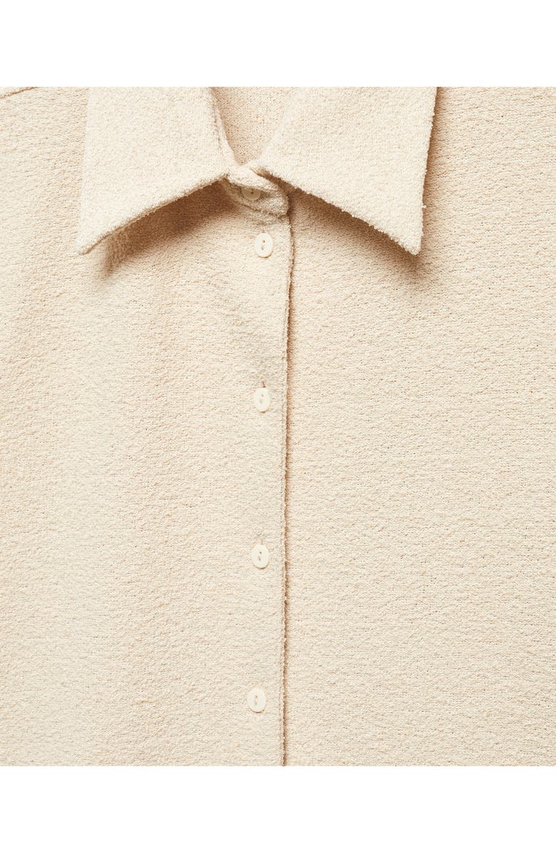 MANGO Textured Knit Button-Up Shirt, Alternate, color, 