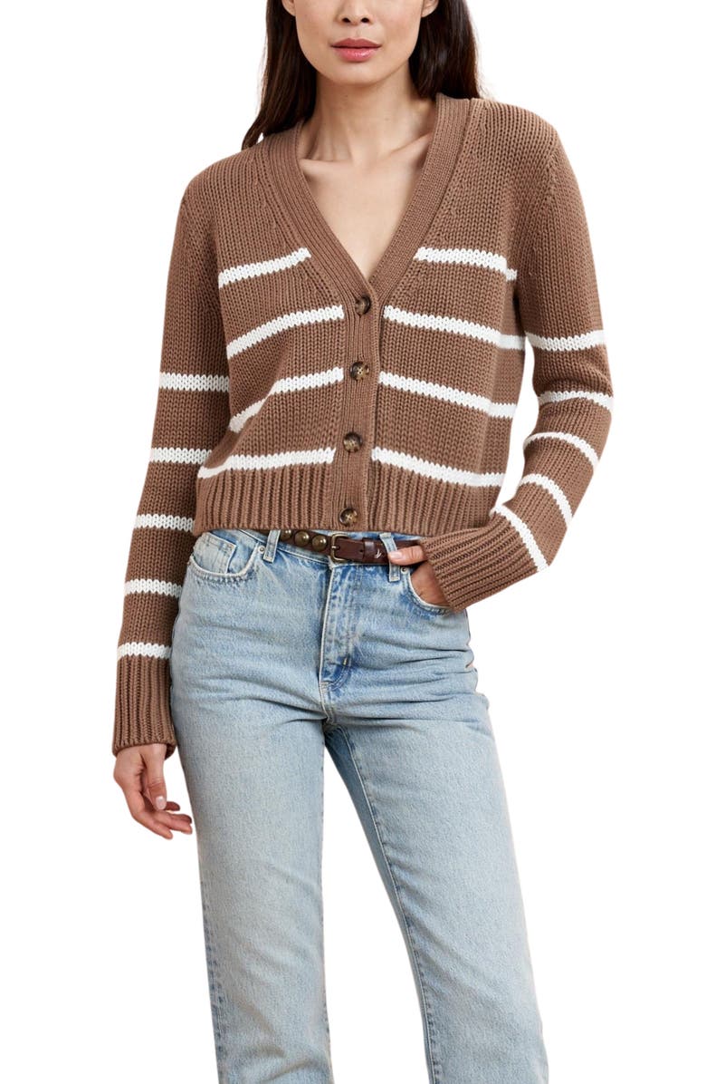 La Ligne Mini Marina Cardigan, Main, color, Tan/Cream