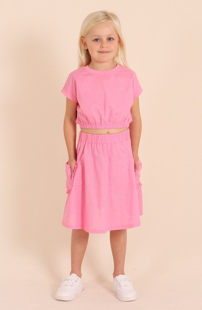 TINY TRIBE Kids' Cotton & Linen Crop T-Shirt, Alternate, color, Pink