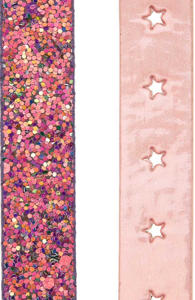 Ruby & Ry Kids' Set of 2 Star & Glitter Belt Set, Alternate, color, Pink/ Rhodium
