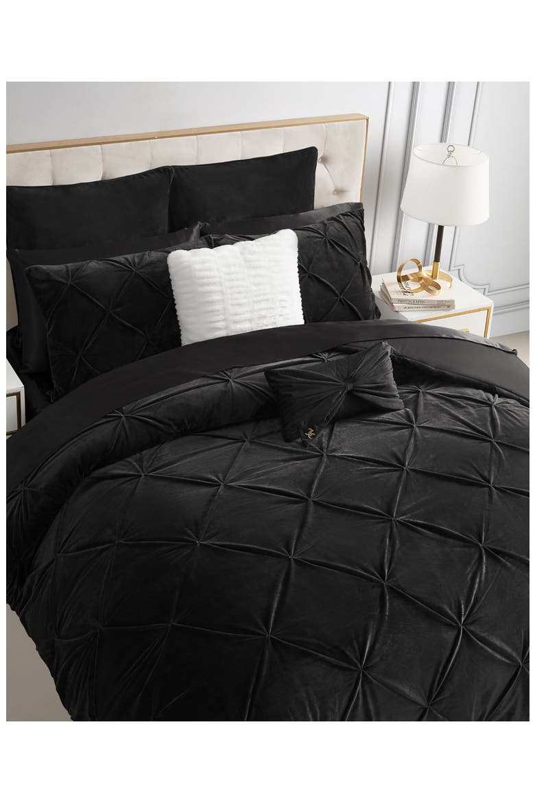 Kiss 5-Piece Pleat Plush Comforter Set, Alternate, color, BLACK