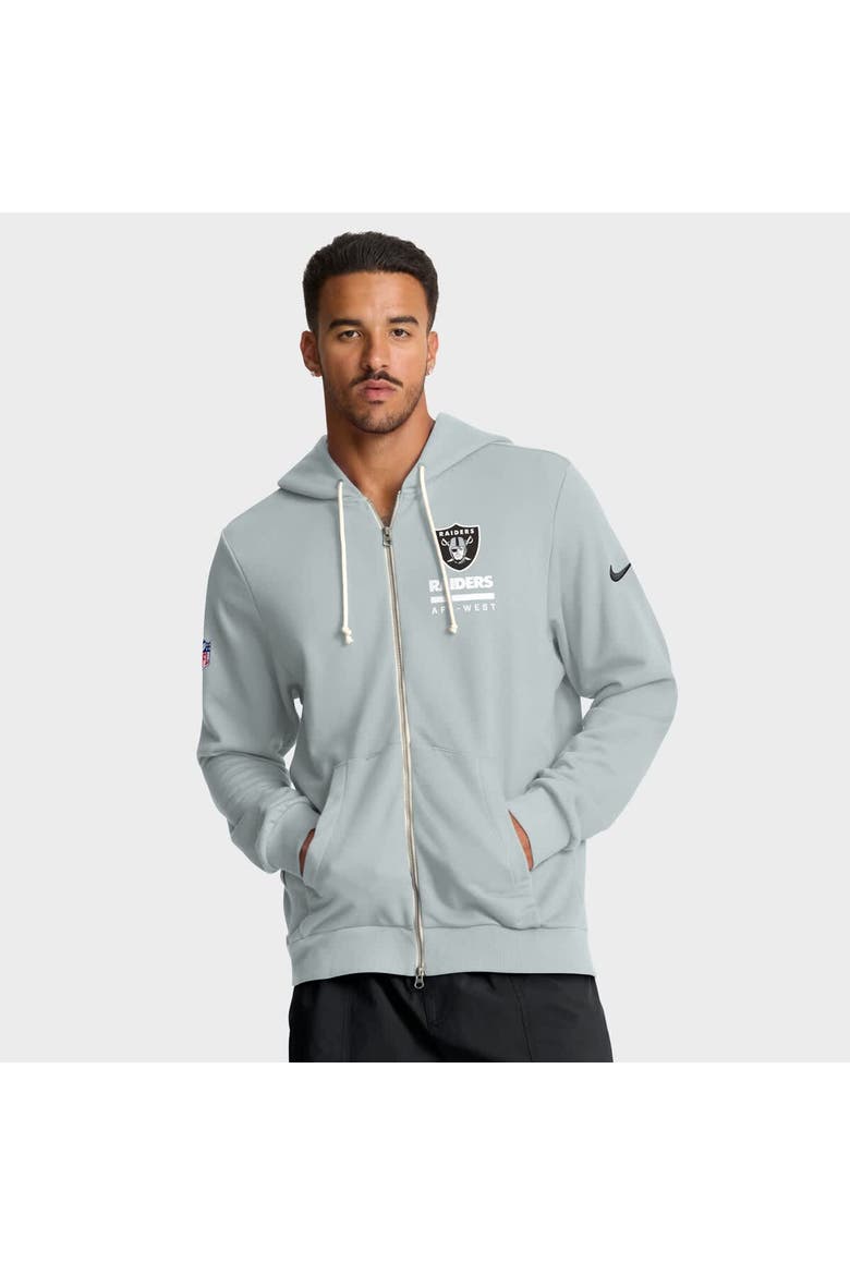 Men's Nike Silver Las Vegas Raiders Sideline Standard Issue Utility Player Dri-FIT Full-Zip Hoodie, Main, color, Silver
