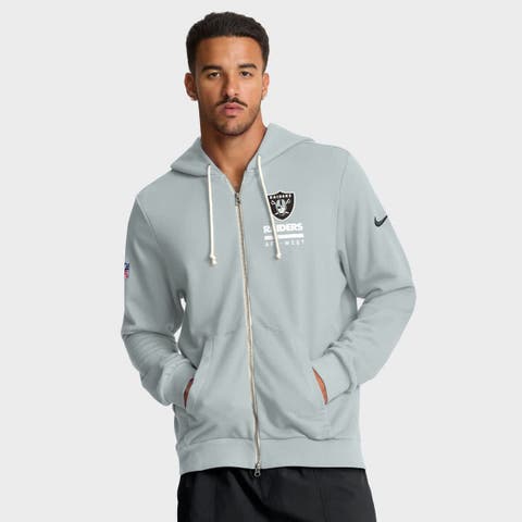 Men's Nike Silver Las Vegas Raiders Sideline Standard Issue Utility Player Dri-FIT Full-Zip Hoodie