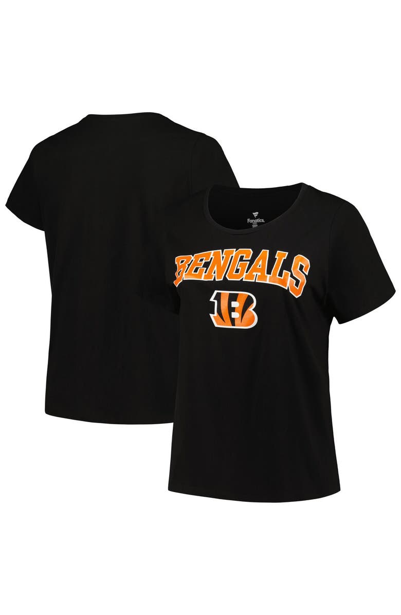 FANATICS Women's Fanatics Branded Black Cincinnati Bengals Plus Size Arch Over Logo T-Shirt, Main, color, 