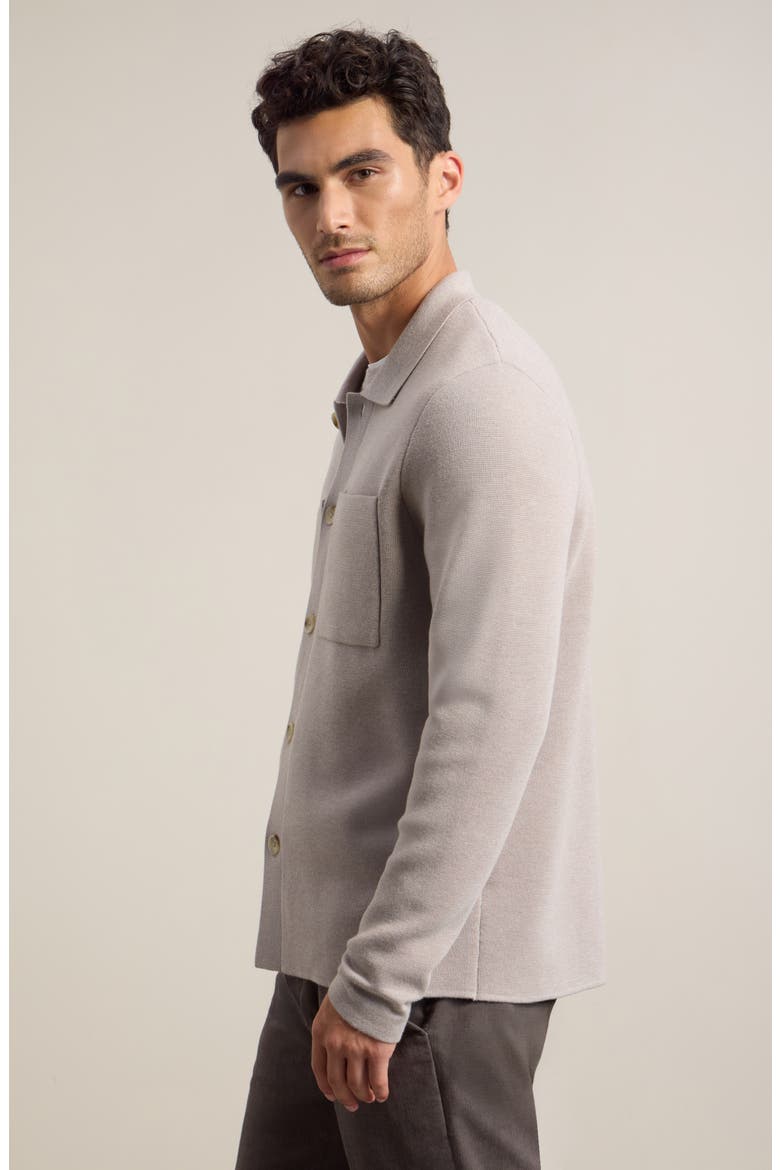 Merino Wool Blend Button Front Cardigan, Alternate, color, TAN COBBLESTONE HEATHER