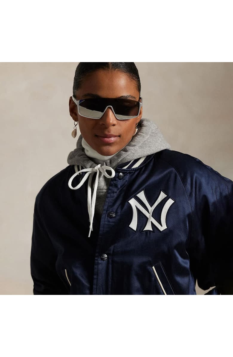 Polo Ralph Lauren Navy Yankees  Satin Jacket, Alternate, color, 