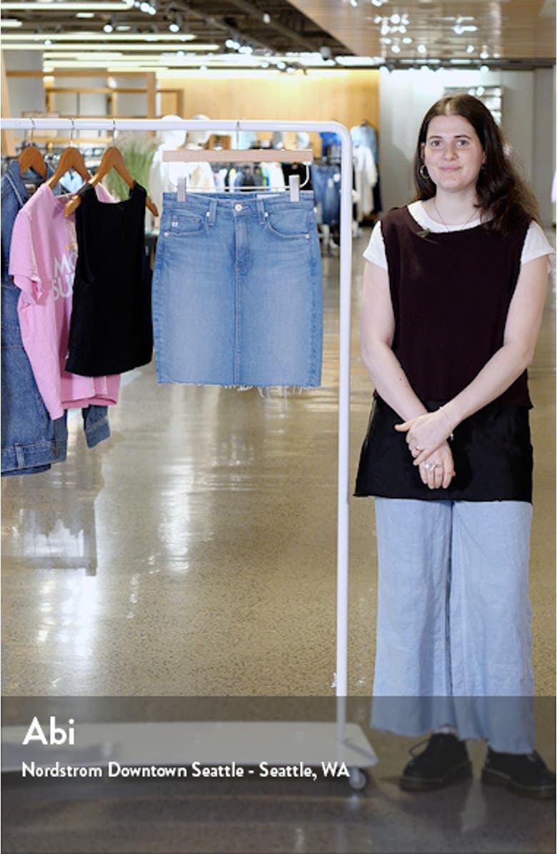 Erin Raw Hem Denim Pencil Skirt, sales video thumbnail
