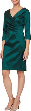 Alex Evenings Taffeta Sheath Cocktail Dress