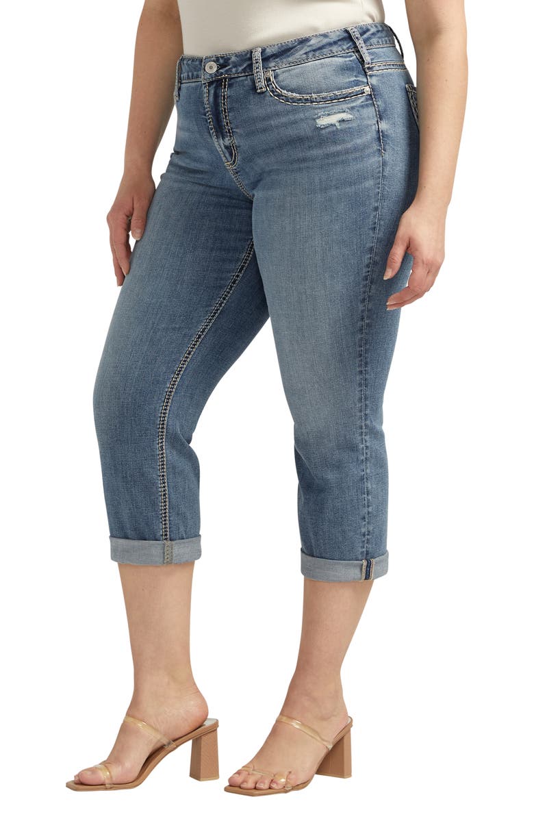 Silver Jeans Co. Suki Mid Rise Capri Jeans, Alternate, color, Indigo
