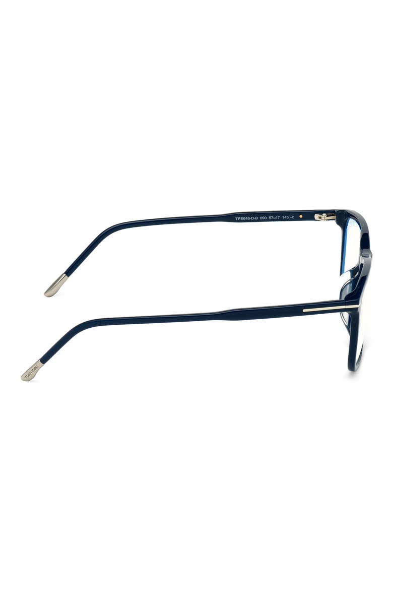 57mm Rectangular Blue Light Blocking Optical Glasses, Alternate, color, NAVY BLUE PALLADIUM TEMPLE