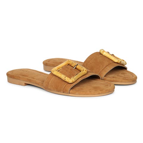Amsterdam Suede Leather Band Slide Sandals
