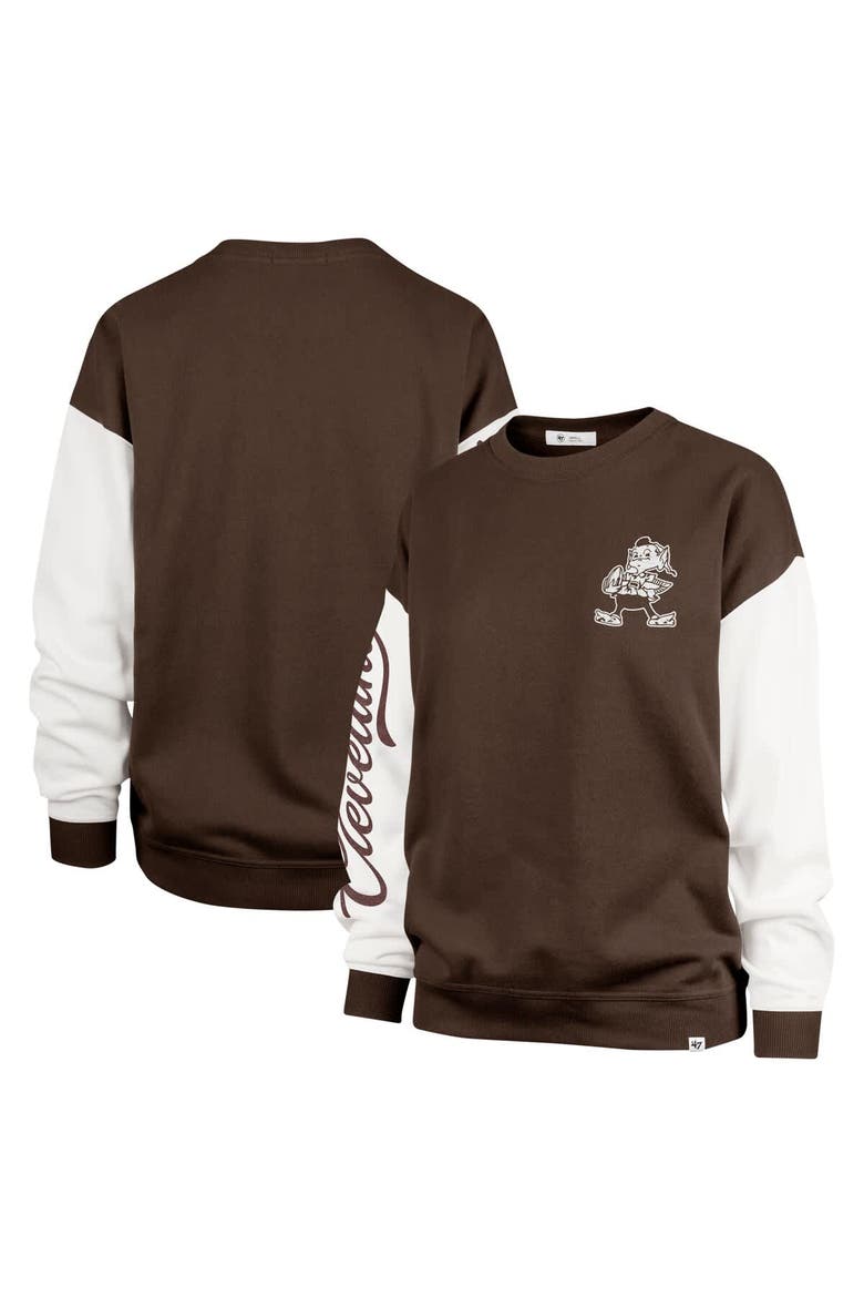 Women's '47  Brown Cleveland Browns Double Header Rise Andie Pullover Sweatshirt, Alternate, color, Brown