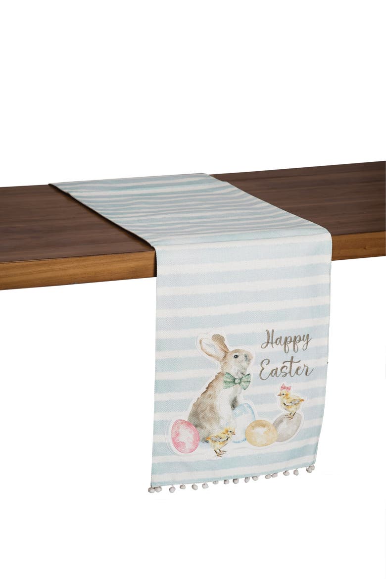 "Happy Easter" Blue Stripes Table Runner 13" x 72", Alternate, color, Blue
