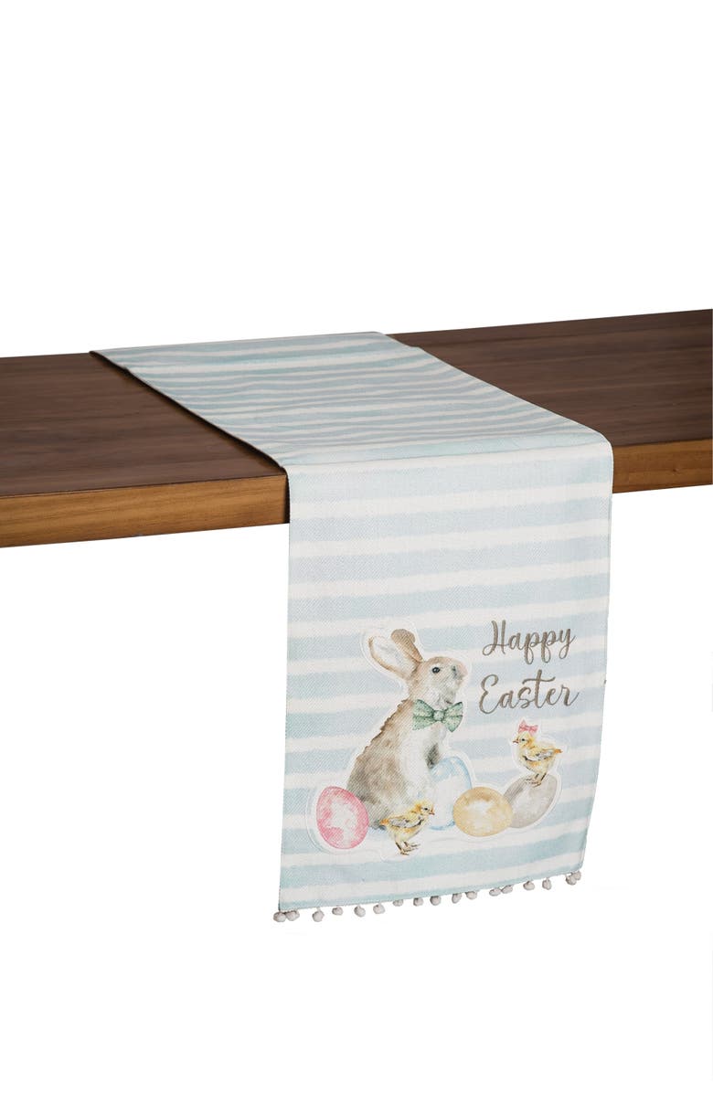 C&F Home Spring "Happy Easter" Blue Stripe Table Runner 13" x 72", Alternate, color, Blue