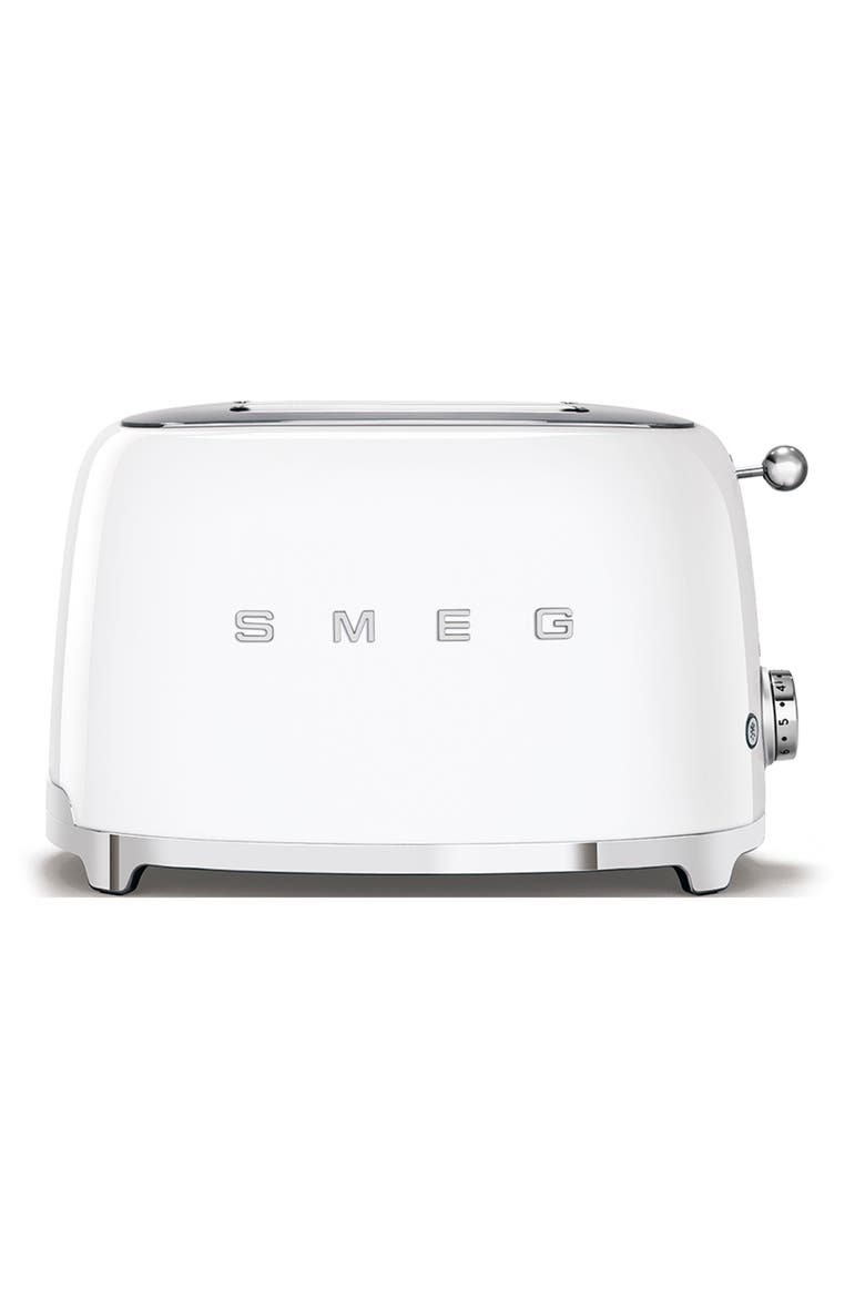 50s Retro Style Two-Slice Toaster, Main, color, WHITE