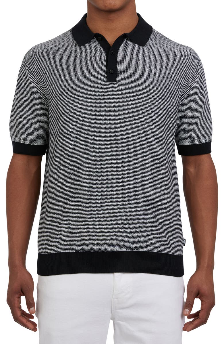 DKNY SPORTSWEAR Skyscraper Cotton Polo Sweater, Main, color, Black