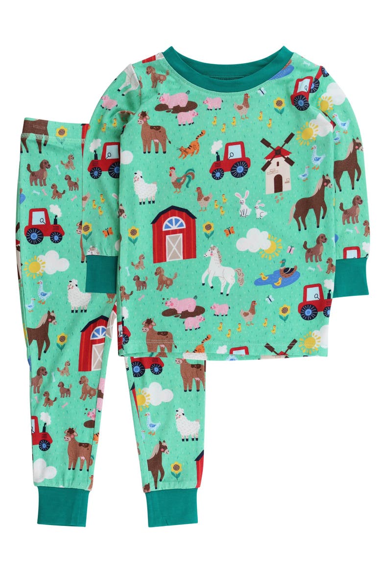 SoftSnooze Long Sleeve Pajama Set, Main, color, Farm Friends