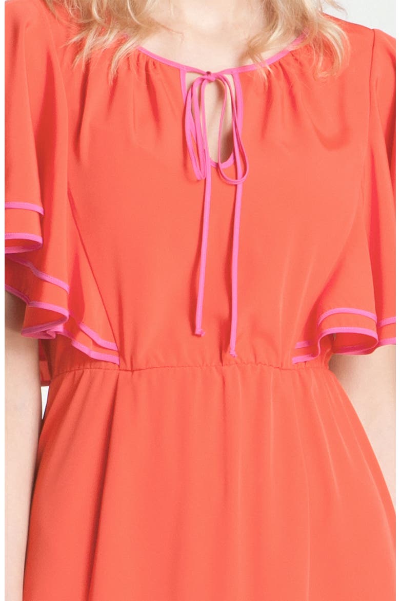 Flutter Sleeve Dress, Alternate, color, RED PEPPER