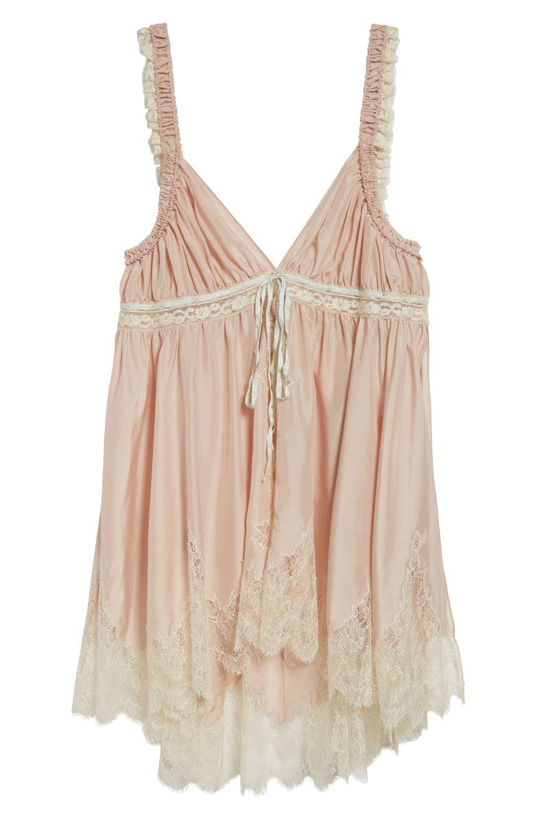 Chloé Lace Trim Silk Camisole Top, Alternate, color, Powdery Pink