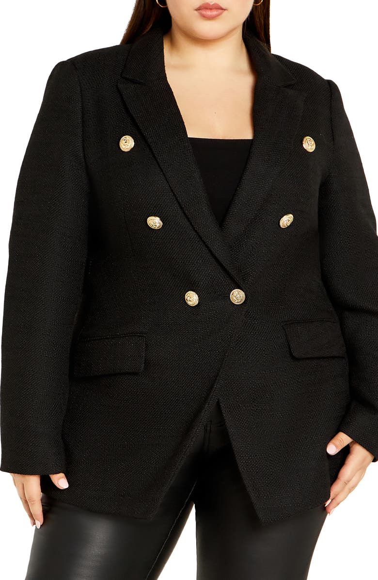 City Chic Elly Double Breasted Blazer, Main, color, 