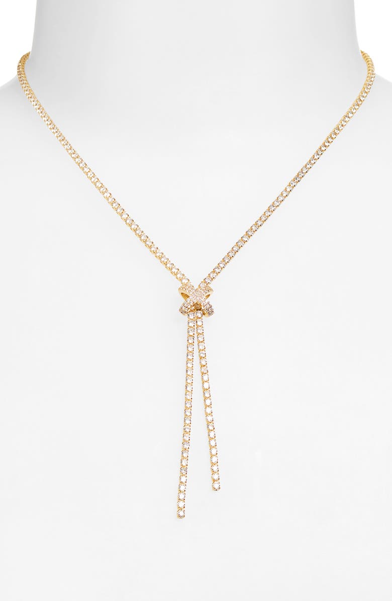 EYE CANDY LOS ANGELES Bella Cubic Zirconia Lariat Necklace, Alternate, color, Gold