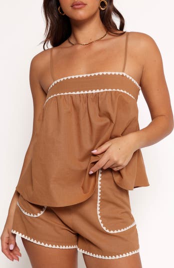 Lila Rickrack Cotton Camisole & Shorts Set