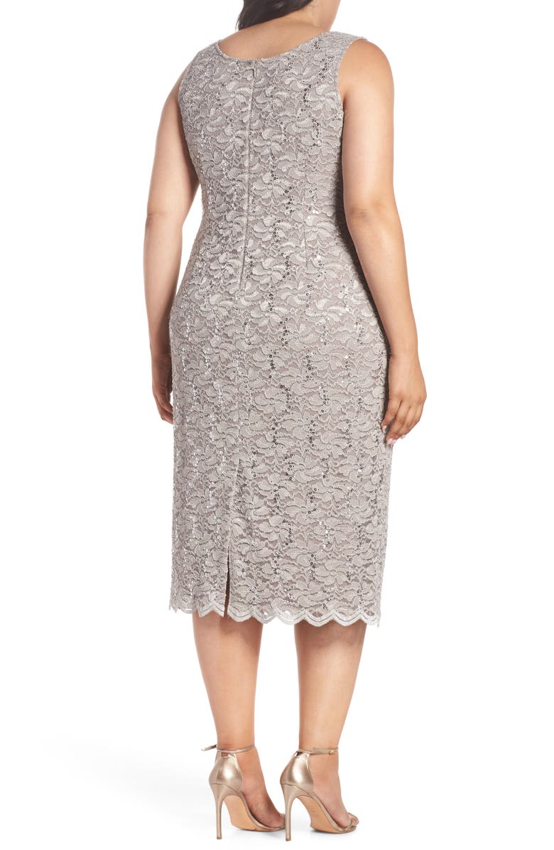 Alex Evenings Lace Cocktail Dress with Jacket, Alternate, color, 