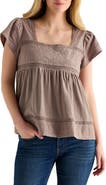 Lucky Brand Embroidered Square Neck Top