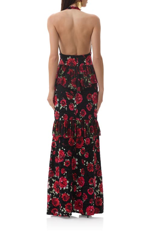 Afrm Athens Floral Print Halter Maxi Dress In Multi