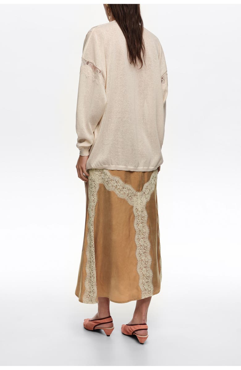 Bimba y Lola Lace-detailed flared skirt, Alternate, color, Toffee