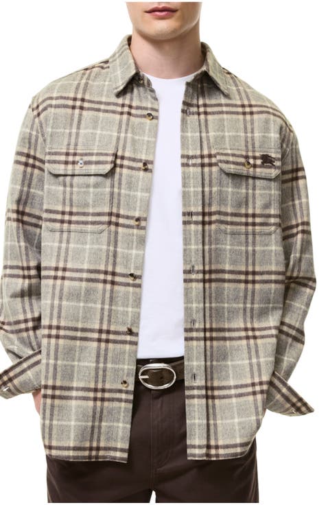 Check Wool Flannel Overshirt