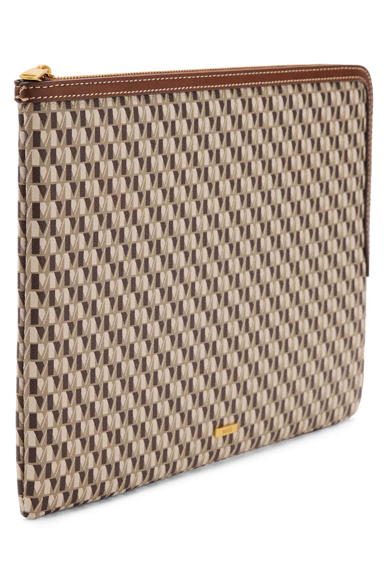 Monogram Logo Faux Leather Laptop Case, Alternate, color, LEATHER