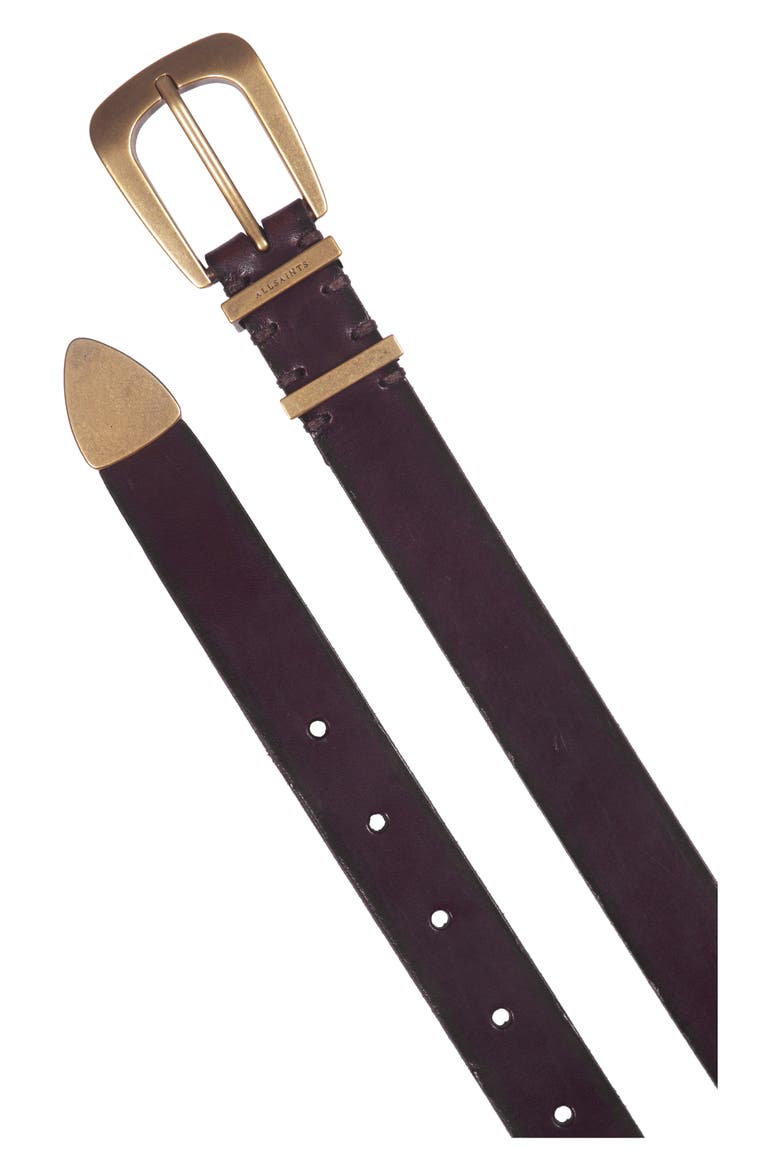 Calfskin Leather Belt, Alternate, color, BROWN