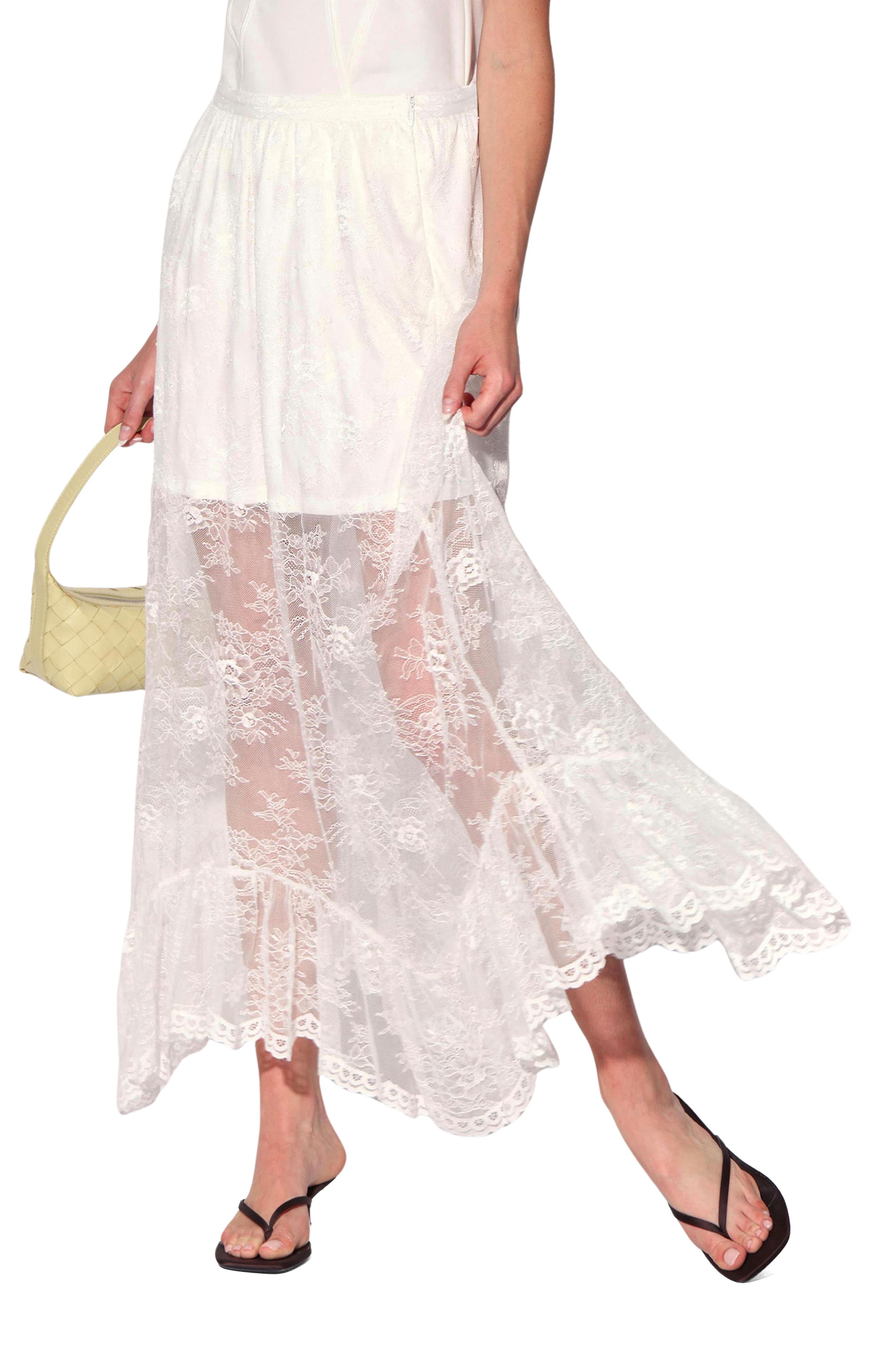 Gracelyn Lace Handkerchief Hem Skirt