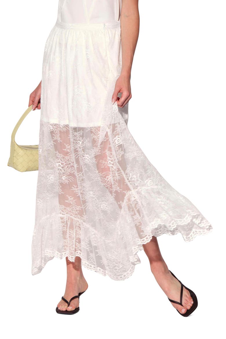 Gracelyn Lace Handkerchief Hem Skirt, Main, color, IVORY