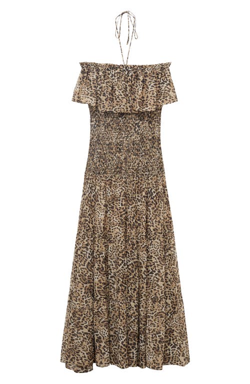Mango Leopard Print Halter Maxi Dress In Brown
