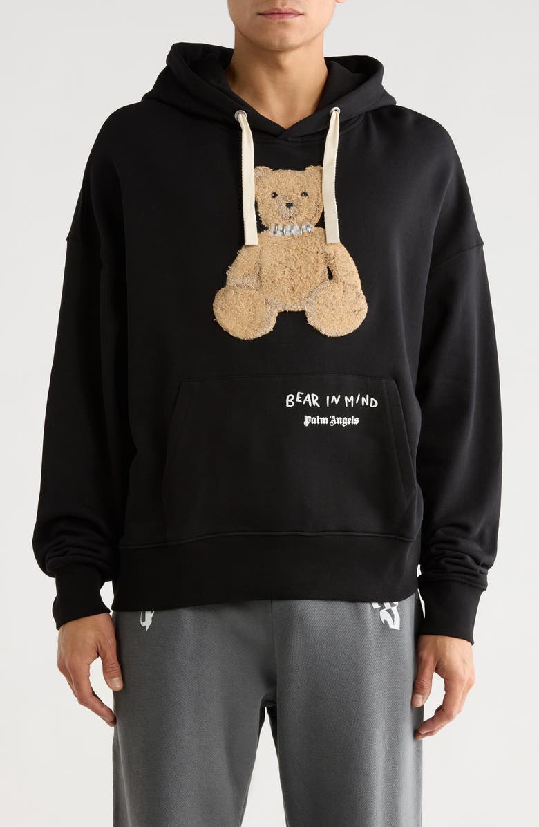 Palm Angels Textured Bear Hoodie, Main, color, 