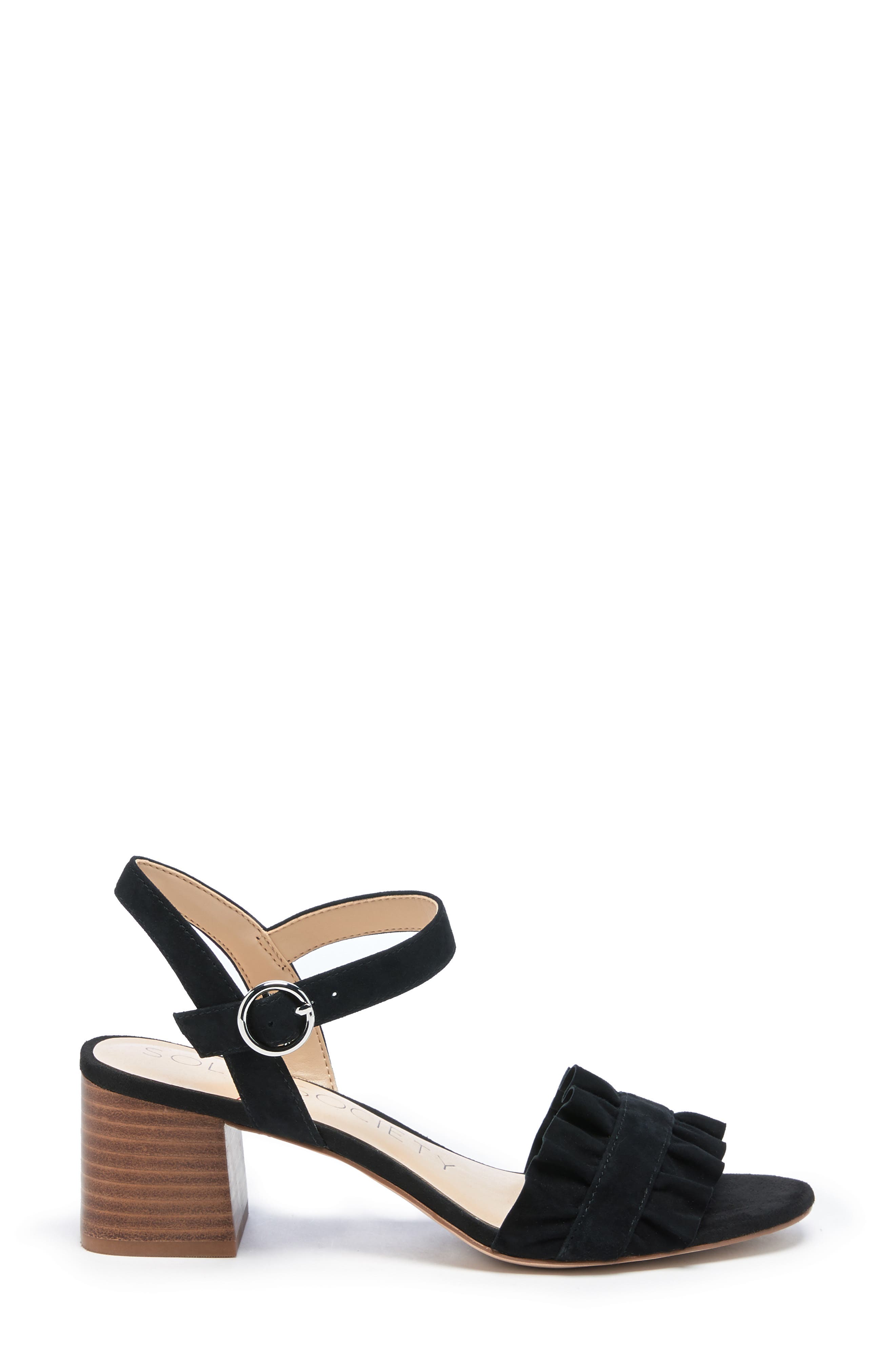 Scyler Ruffle Sandal, Alternate, color, BLACK SUEDE