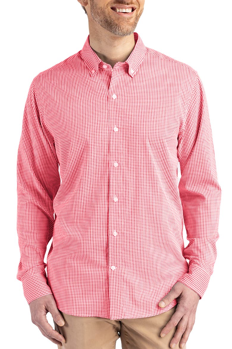 Skyline Epic Confidence Check Stretch Button-Down Shirt, Main, color, RED/WHITE