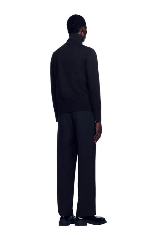 Sandro Zip-up Wool Cardigan In Black