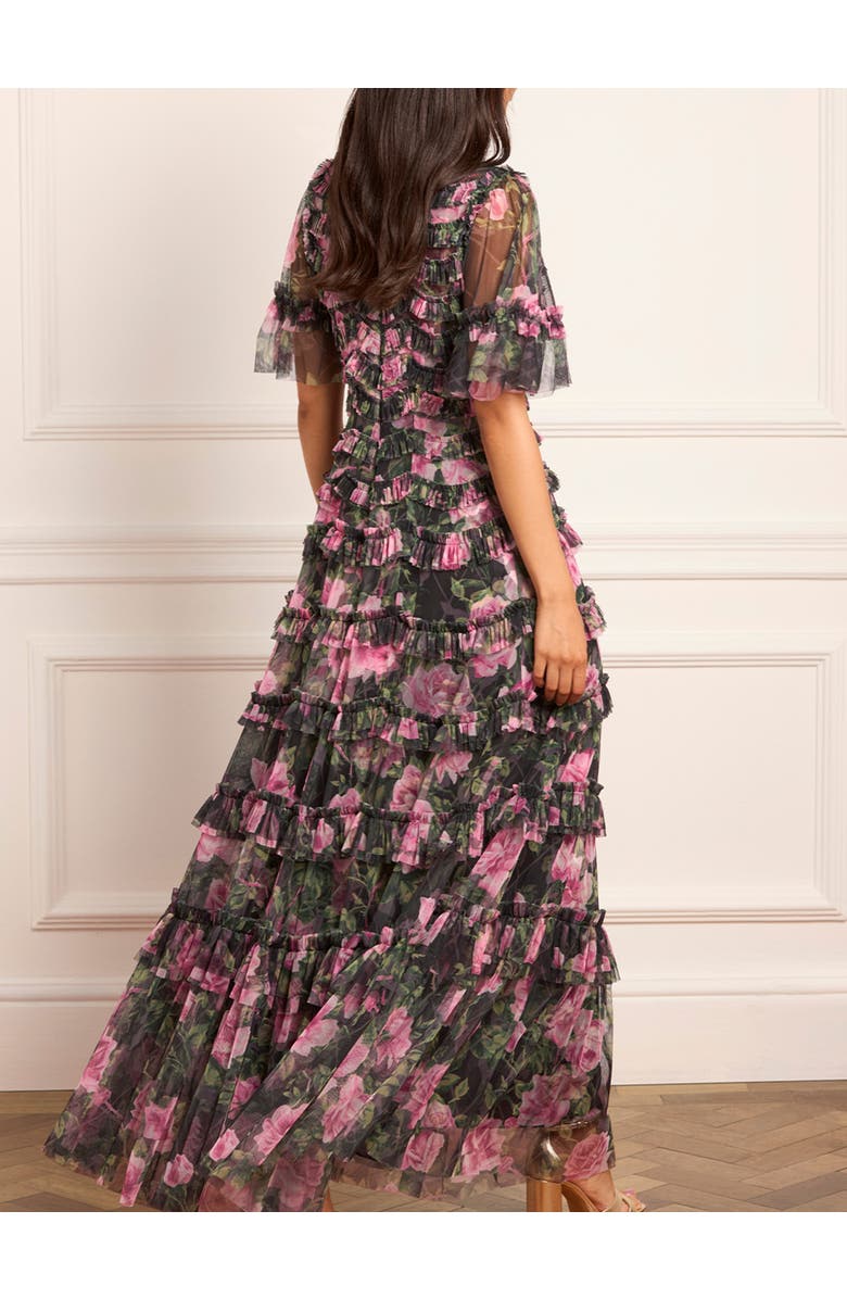 Needle & Thread Rose Vine Round Neck Gown, Alternate, color, Graphite