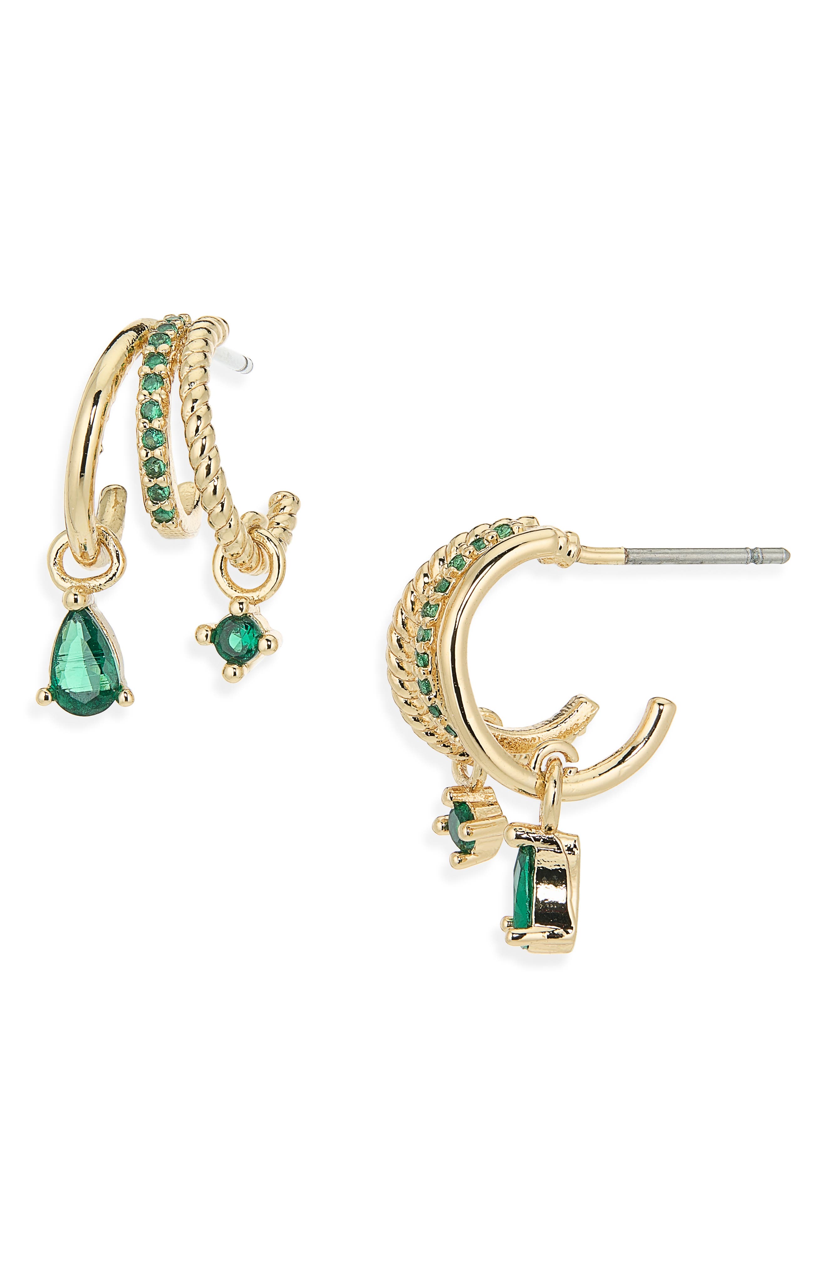 Triple Layer Crystal Hoop Earrings