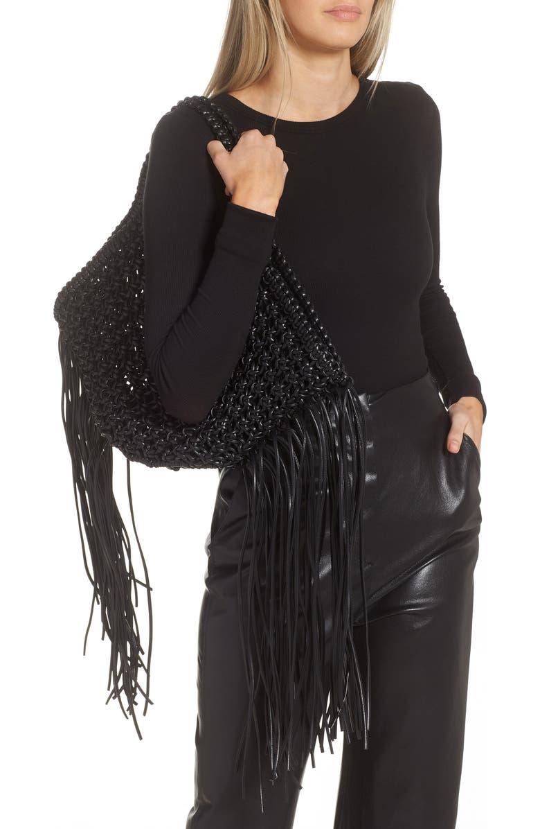 Yuzefi Small Woven Faux Leather Basket Handbag, Alternate, color,