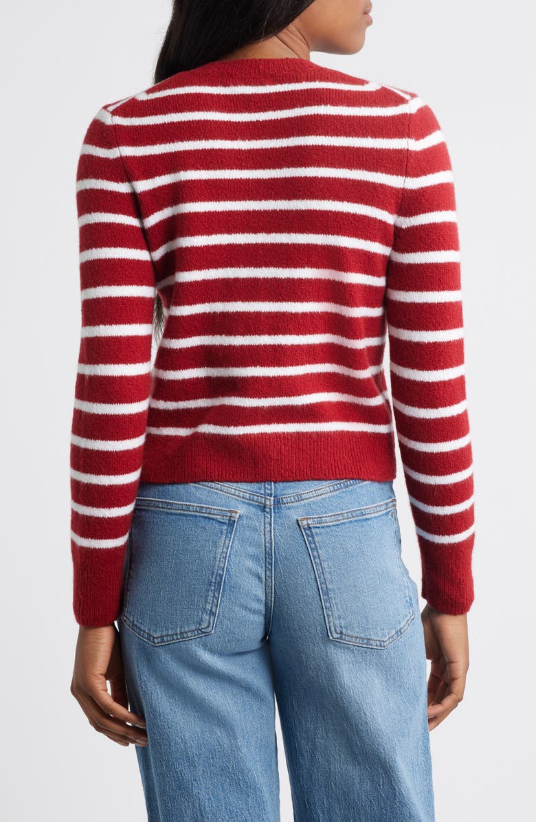 Madewell Kensington Cardigan, Alternate, color, Red And White Stripe