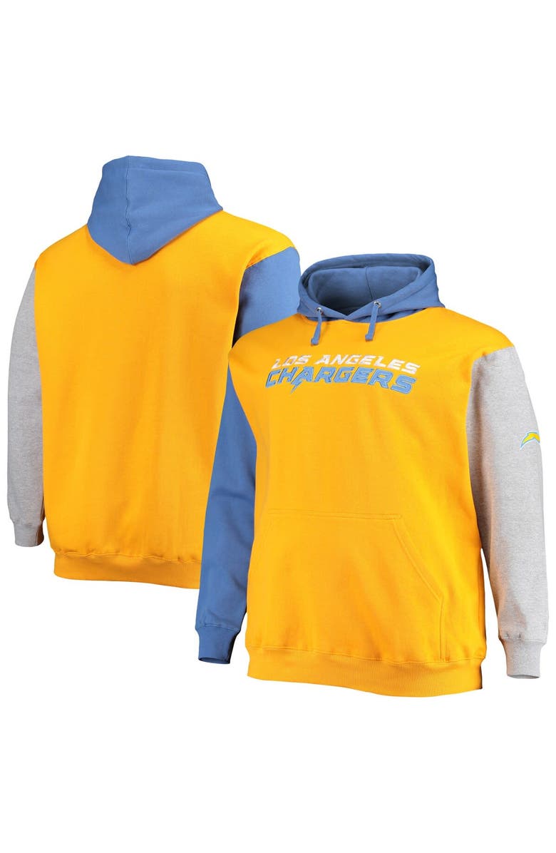 PROFILE Men's Powder Blue/Gold Los Angeles Chargers Big & Tall Pullover Hoodie, Main, color, 