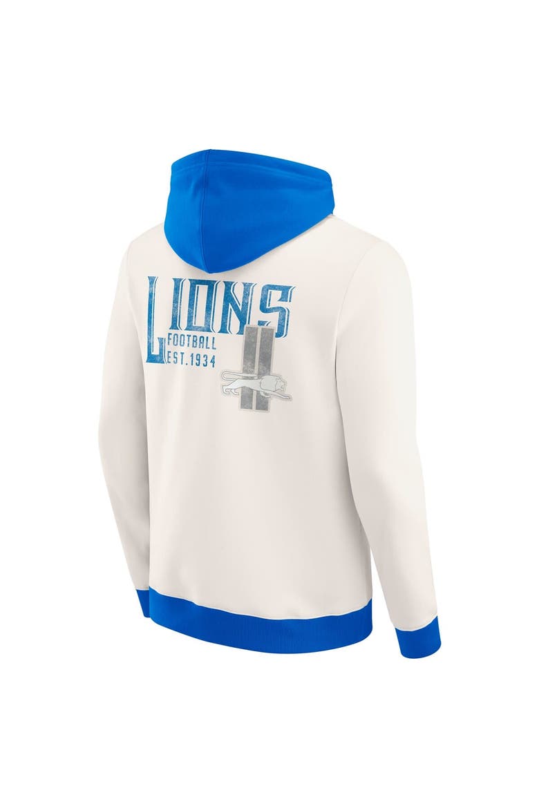 Men's Darius Rucker Collection by Fanatics Cream Detroit Lions Distressed Graphics Full-Zip Hoodie, Alternate, color, Cream