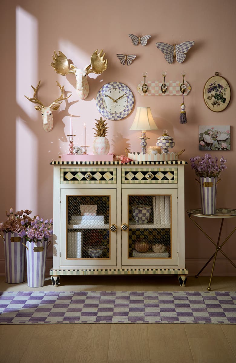 MACKENZIE CHILDS Violet Checkerboard Machine Washable Rug, Alternate, color, Violet