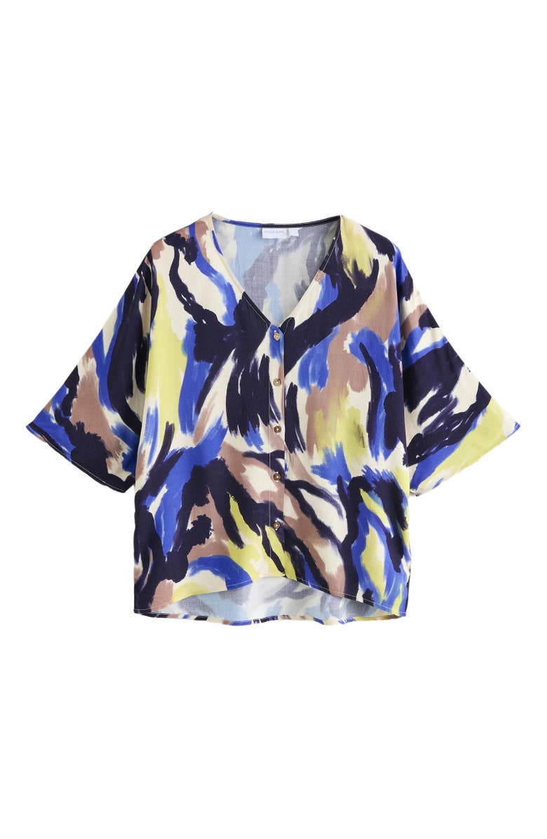 Celtic & Co. V-Neck Drape Blouse, Alternate, color, Abstract Brushstroke